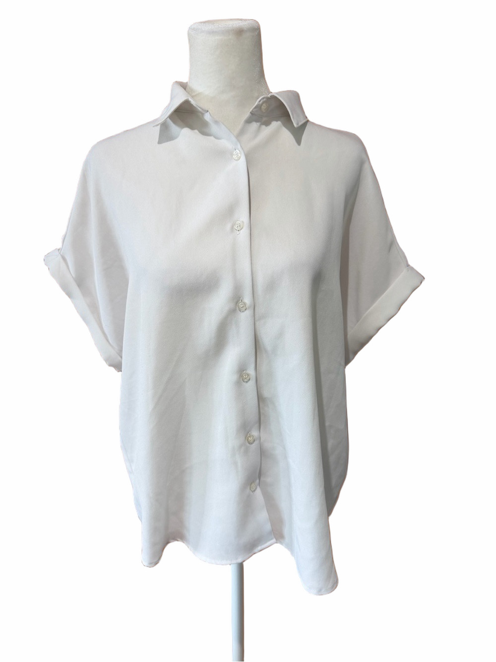 GU White Short-Sleeve Button-Up Women's Top